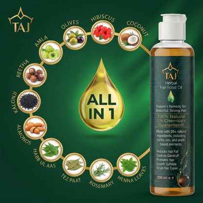 Taj Herbal Hair Food Oil – 100% Natural Nourishment
